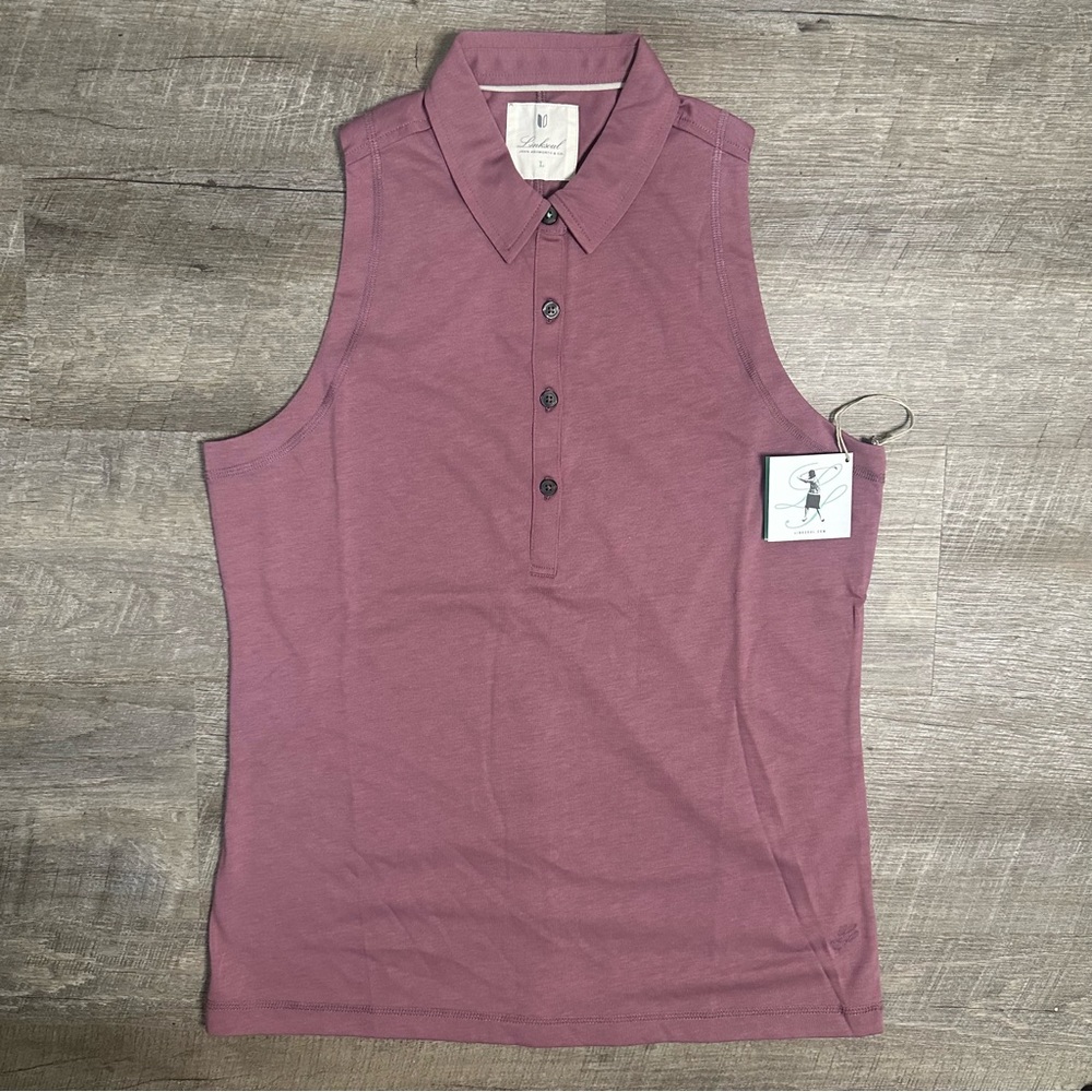 Linksoul Sleeveless Polo Top in Dusty Rose